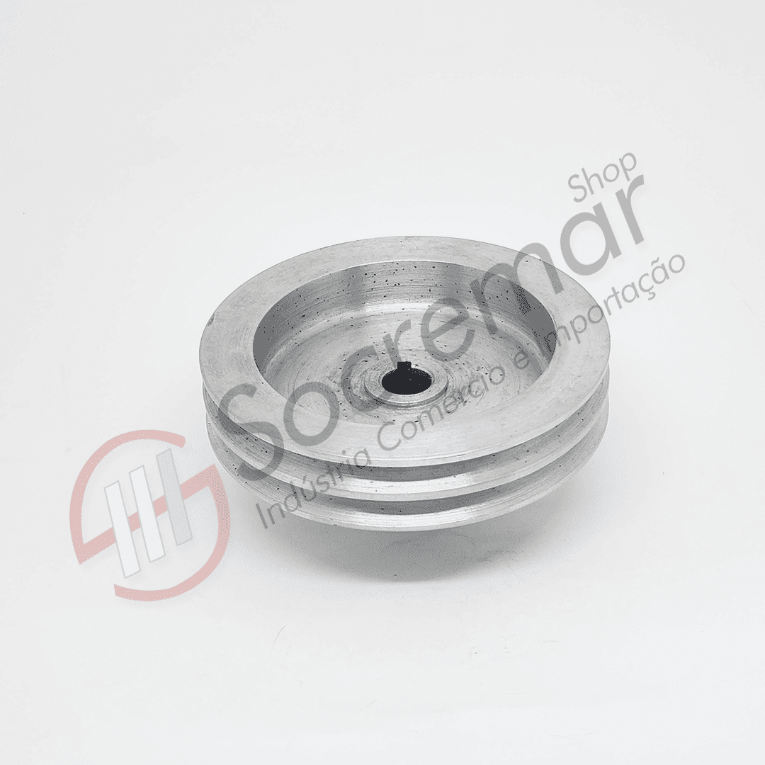 POLIA ALUMÍNIO CANAL DUPLO - MODELO MERCEDES-BENZ OM352/OM366 - (BM-136mm) - Imagem 2