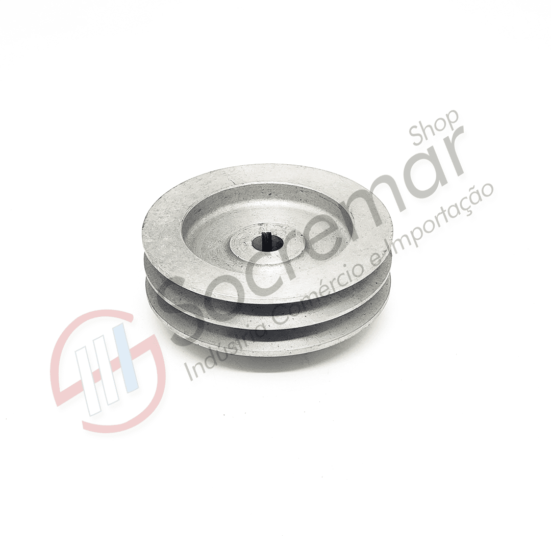 POLIA ALUMÍNIO CANAL DUPLO - MODELO MERCEDES-BENZ OM352/OM366 - (TRANSMAR-125mm) - Imagem 2